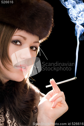 Image of Portrait of the young woman with a cigarette