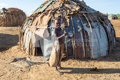 Image of Dasanesh children in village, Omorate, Omo Valley, Ethiopia