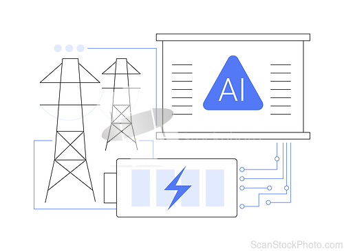 Image of AI-Enhanced Energy Storage Solutions abstract concept vector illustration.