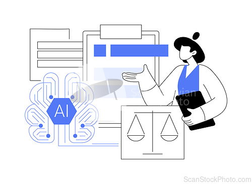 Image of AI-Assisted Legal Process Optimization abstract concept vector illustration.