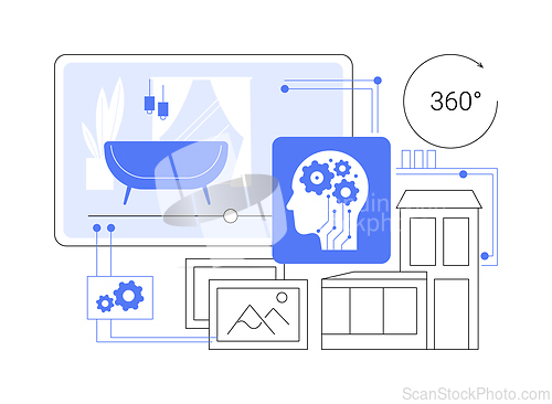 Image of AI-Enhanced Virtual Tours abstract concept vector illustration.