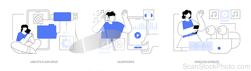 Image of Gadgets and accessories isolated cartoon vector illustrations se