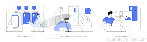Image of Smartphone protection accessories isolated cartoon vector illustrations se