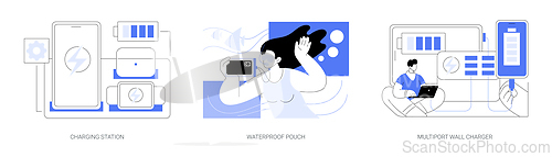 Image of Electronics accessories and supplies isolated cartoon vector illustrations se