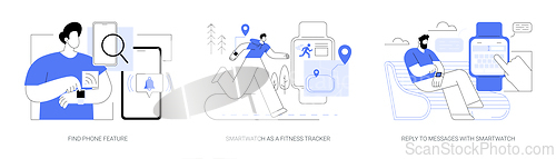 Image of Smartwatch features isolated cartoon vector illustrations se