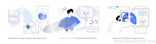 Image of Smartwatch healthcare technologies isolated cartoon vector illustrations se