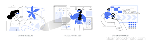 Image of Virtual reality and leisure time isolated cartoon vector illustrations se
