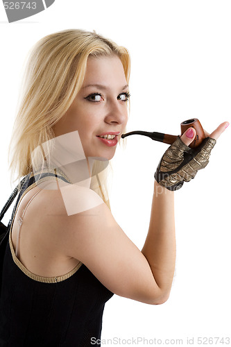 Image of Blonde with pipe