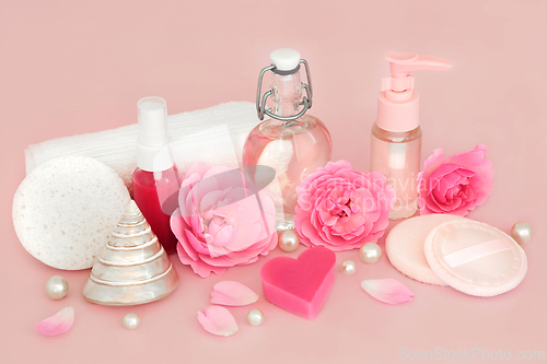 Image of  Pink Rose Flower Spa Beauty Treatment Products