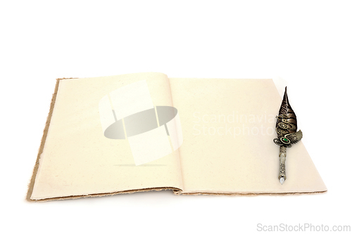 Image of Retro Feather Quill Pen with Hemp Notebook