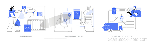 Image of Smart waste management system isolated cartoon vector illustrations se