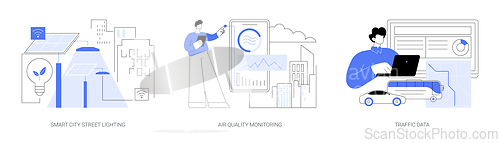 Image of IoT city solutions isolated cartoon vector illustrations se