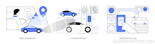 Image of Smart city transportation isolated cartoon vector illustrations se