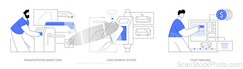 Image of Public transport payment methods isolated cartoon vector illustrations se