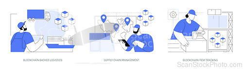 Image of Blockchain technology in logistics isolated cartoon vector illustrations se