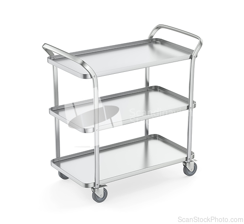 Image of Empty silver serving cart