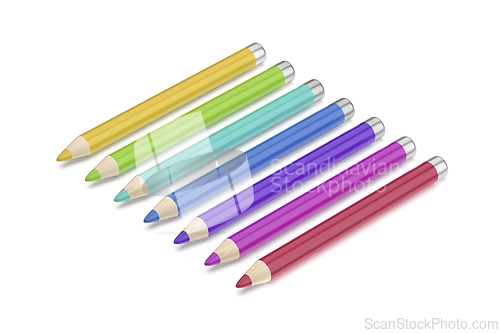 Image of Row with colorful eye pencils