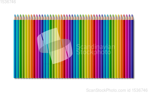 Image of Set of color wooden pencil collection on white background