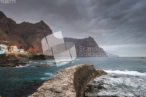 Image of Cliffs and ocean view in Ponta do Sol, Santo Antao island, Cape 