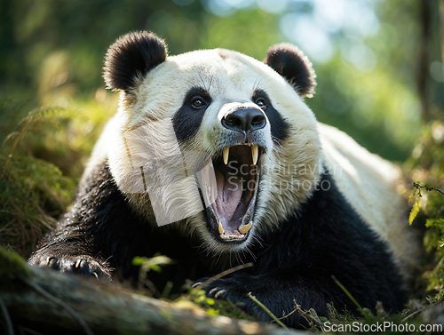 Image of Majestic Panda Roaring in Natural Habitat