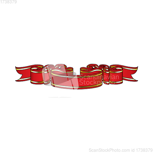 Image of Red Ribbon With Golden Stripes