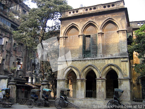 Image of Old buildings and carriages. Kolkata. India