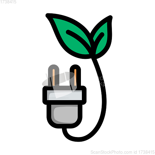 Image of Electric Plug With Leaves Icon