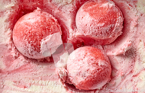 Image of close up of homemade strawberry ice cream