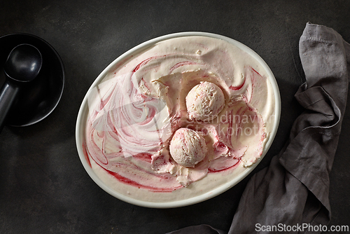 Image of homemade strawberry and vanilla ice cream