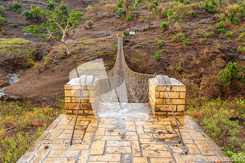 Image of Steel bridge near Blue Nile waterfall, Bahir Dar. Amhara Region Ethiopia, Africa wilderness.