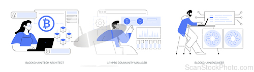 Image of Blockchain jobs isolated cartoon vector illustrations se