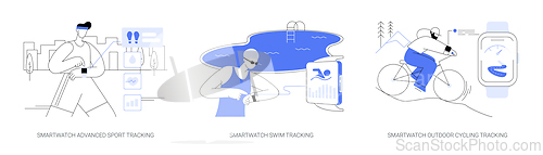 Image of Smartwatch tracking features isolated cartoon vector illustrations se