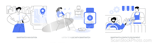 Image of Smartwatch use isolated cartoon vector illustrations se