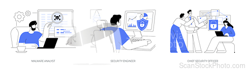 Image of Cybersecurity professions isolated cartoon vector illustrations se