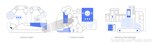Image of Health care robots isolated cartoon vector illustrations se