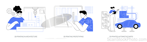 Image of 3D printing in business isolated cartoon vector illustrations se