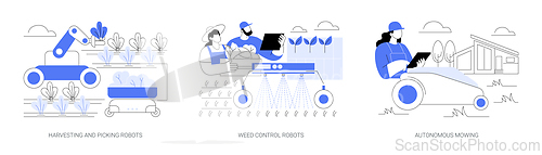 Image of Agricultural robots isolated cartoon vector illustrations se