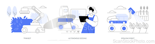 Image of Use of robots in agriculture isolated cartoon vector illustrations se