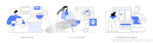Image of Service robots isolated cartoon vector illustrations se