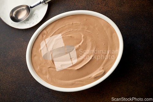 Image of bowl of homemade chocolate ice cream