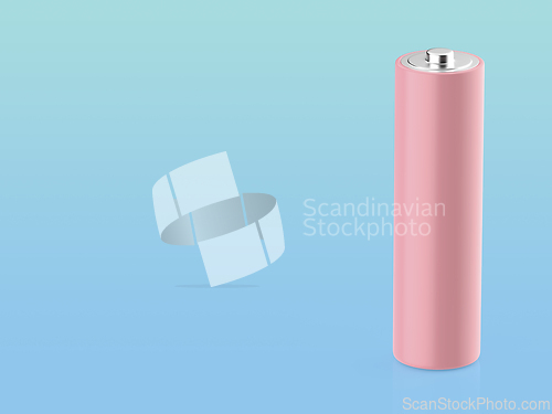 Image of Pink AA size battery on blue background