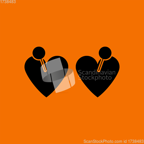 Image of Two Valentines Heart With Pin Icon