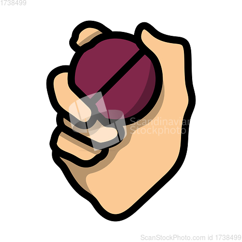 Image of Hand Holding Cricket Ball Icon