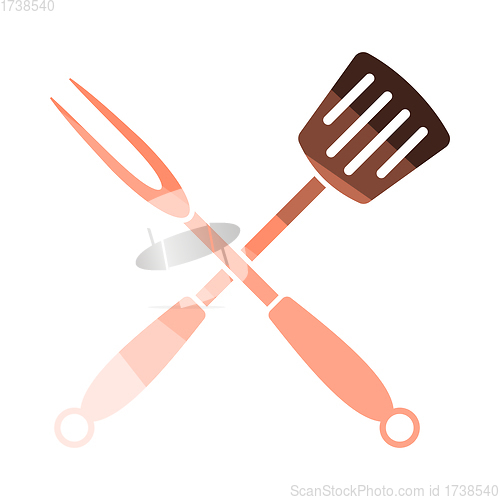 Image of Crossed Frying Spatula And Fork Icon