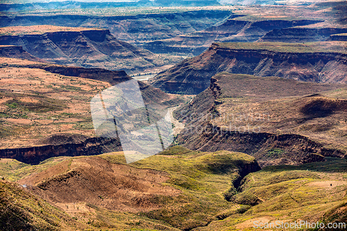 Image of Beautiful mountain landscape with canyon and dry river bed, Somali Region. Ethiopia