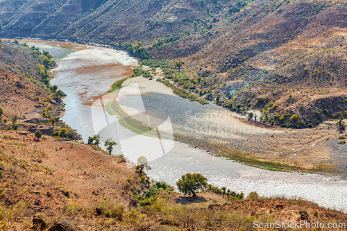 Image of canyon and river Blue Nile, Amhara Region. Ethiopia wilderness landscape, Africa