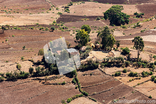 Image of Beautiful mountain landscape with traditional Ethiopian houses Oromia Region Ethiopia, Africa.
