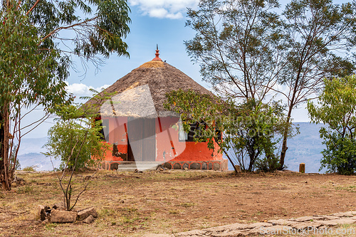 Image of Beautiful colored traditional Ethiopian house. Debre Libanos, Oromia Region Ethiopia, Africa.