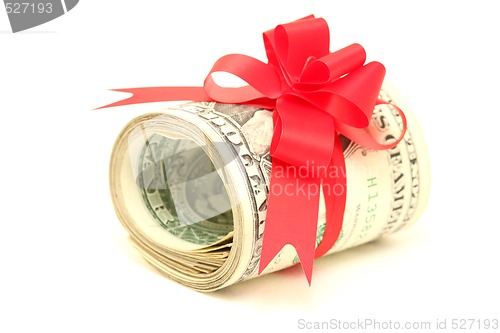 Image of rolled dollars present