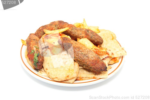 Image of kebab and potatoes 